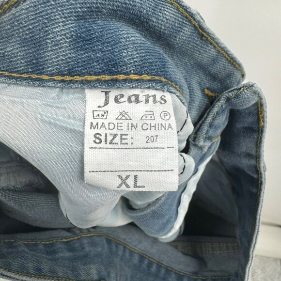 PTKPCC Womens Distressed Denim Shorts With Rhinestone Fringe XL - Picture 2 of 5